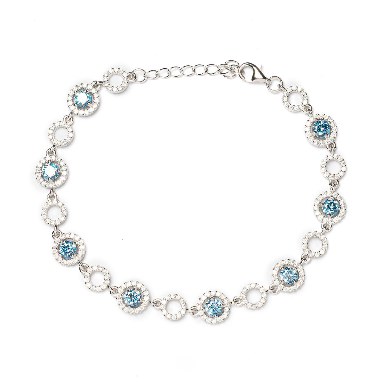 Bracciale donna con cerchi acquamarina
